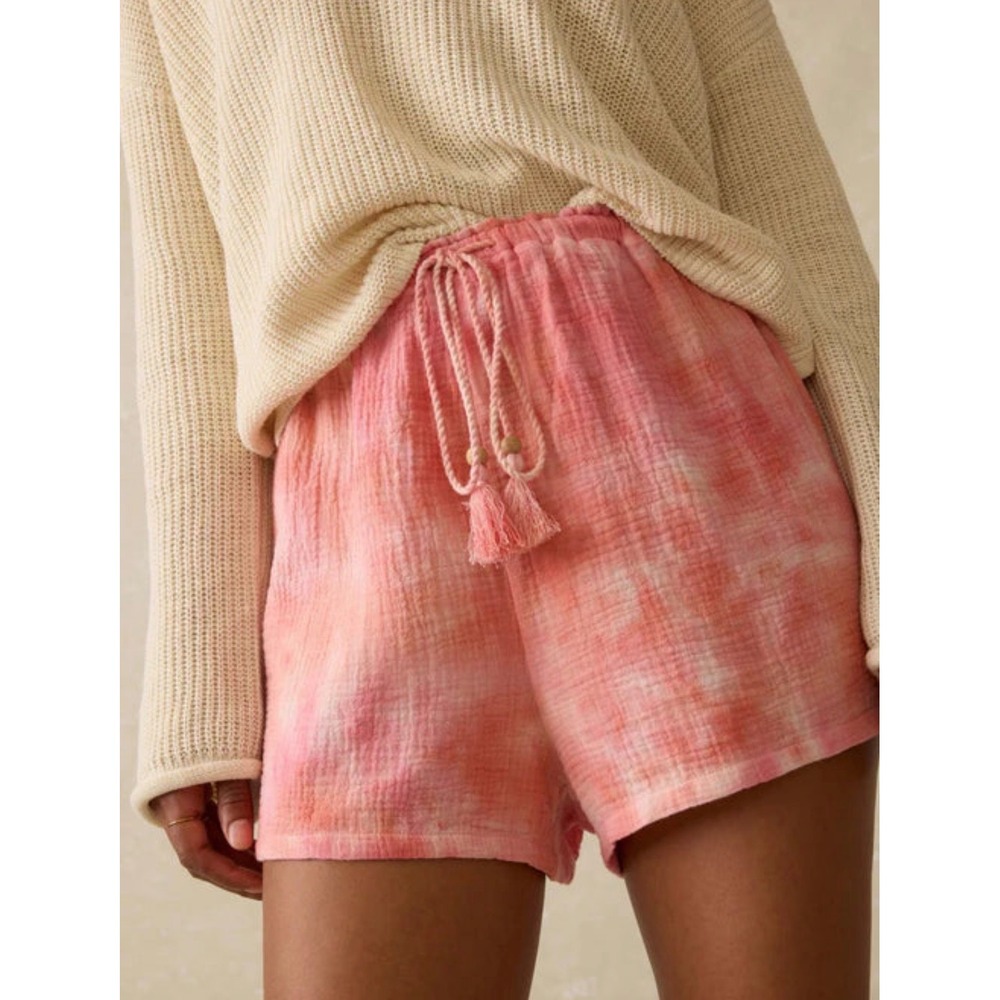 Faherty Dune Cotton Gauze Drawstring Short Coral Pink Skies Tie Dye‎ Beach XXS